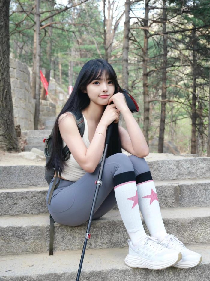 爱爬山的瑜伽裤MM，太甜美了！~-街头图