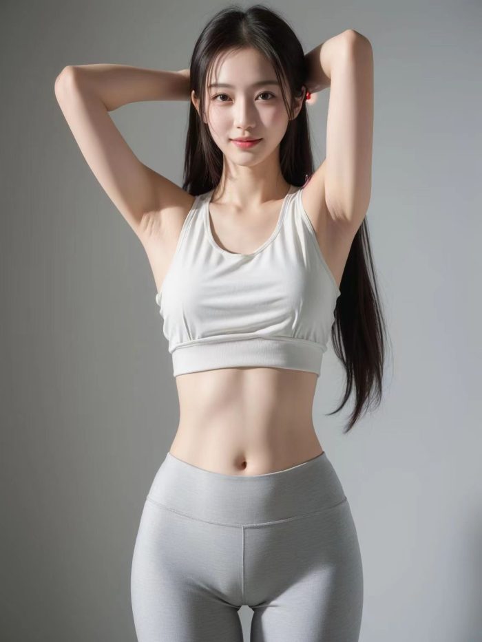 AI瑜伽裤清纯妹子系列图-街头图